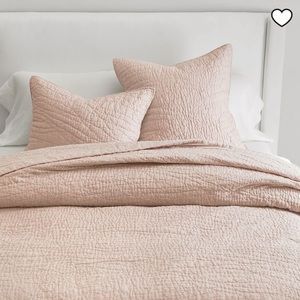 Pottery Barn Set of 2 Belgian Flax Linen Hand Stitched Shams Euro Soft Rose